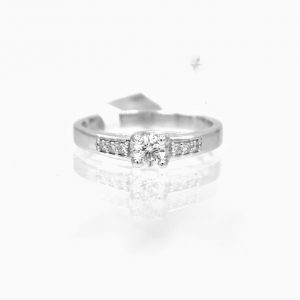 14k White Gold Ring With Diamonds
